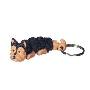Brelok 3D Yorkshire terrier czarno-podpalany – brelok do kluczy pies, druk 3D